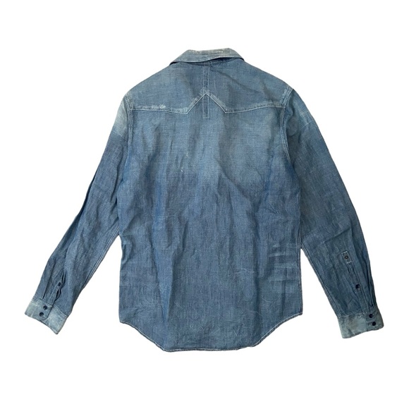Vintage G-star Raw Distressed Denim Raw Button Up Shirt Blue Pockets Size L Jean - Picture 2 of 9